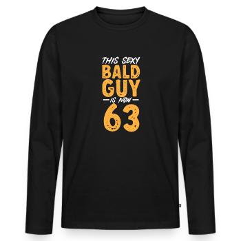 Bald Head Baldness Beard Bald Head - Men's Premium Organic Long Sleeve Shirt - black - Front - Nico (187cm)