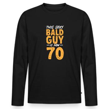 Bald Head Baldness Beard Bald Head - Men's Premium Organic Long Sleeve Shirt - black - Front - Nico (187cm)