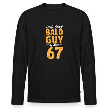 Bald Head Baldness Beard Bald Head - Men's Premium Organic Long Sleeve Shirt - black - Front - Nico (187cm)