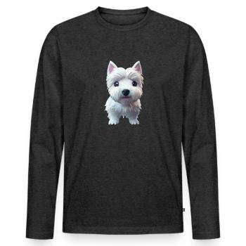 Westie Dog - Westie - Men's Premium Organic Long Sleeve Shirt - heather anthracite - Front - Nico (187cm)