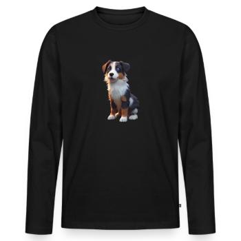 Chien australien - T-shirt manches longues Premium bio Homme - noir - Devant - Nico (187cm)