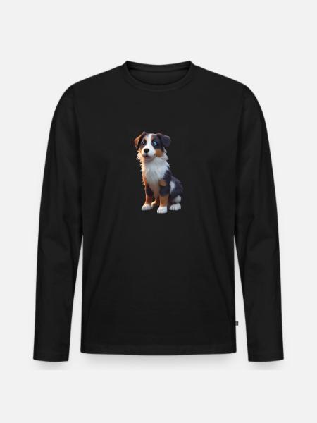 Aussie Dog - Men's Premium Organic Long Sleeve Shirt - black