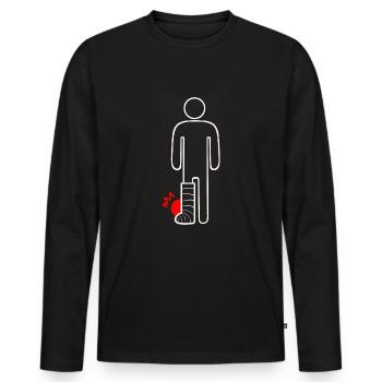 Jambe cassée - T-shirt manches longues Premium bio Homme - noir - Devant - Nico (187cm)