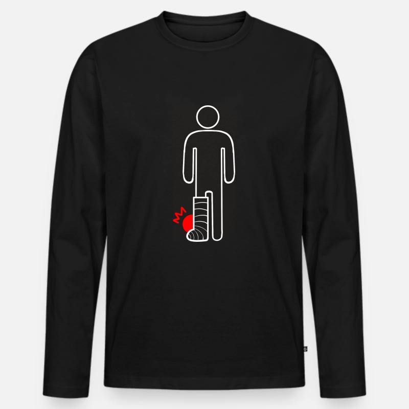Gebrochenes Bein - Männer Premium Bio Langarmshirt - Schwarz
