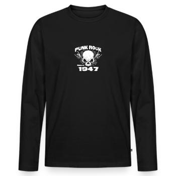 Punk Rock depuis 1947 - Skull Rock Hands 77ème - T-shirt manches longues Premium bio Homme - noir - Devant - Nico (187cm)