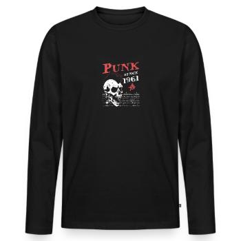 Punks Not Dead, punk depuis 1961, 63 ans et - T-shirt manches longues Premium bio Homme - noir - Devant - Nico (187cm)