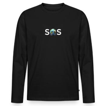 SOS - Pleurer Triste Terre Changement climatique - T-shirt manches longues Premium bio Homme - noir - Devant - Nico (187cm)