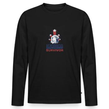Hemorrhoid Survivor - Men's Premium Organic Long Sleeve Shirt - black - Front - Nico (187cm)