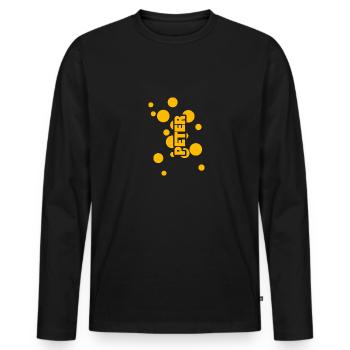 Name Vorname Peter - Männer Premium Bio Langarmshirt - Schwarz - Vorne - Nico (187cm)