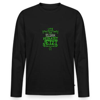 Geschenk für Eliah - Männer Premium Bio Langarmshirt - Schwarz - Vorne - Nico (187cm)
