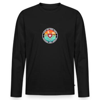I run on used Parts Boarder - Männer Premium Bio Langarmshirt - Schwarz - Vorne - Nico (187cm)