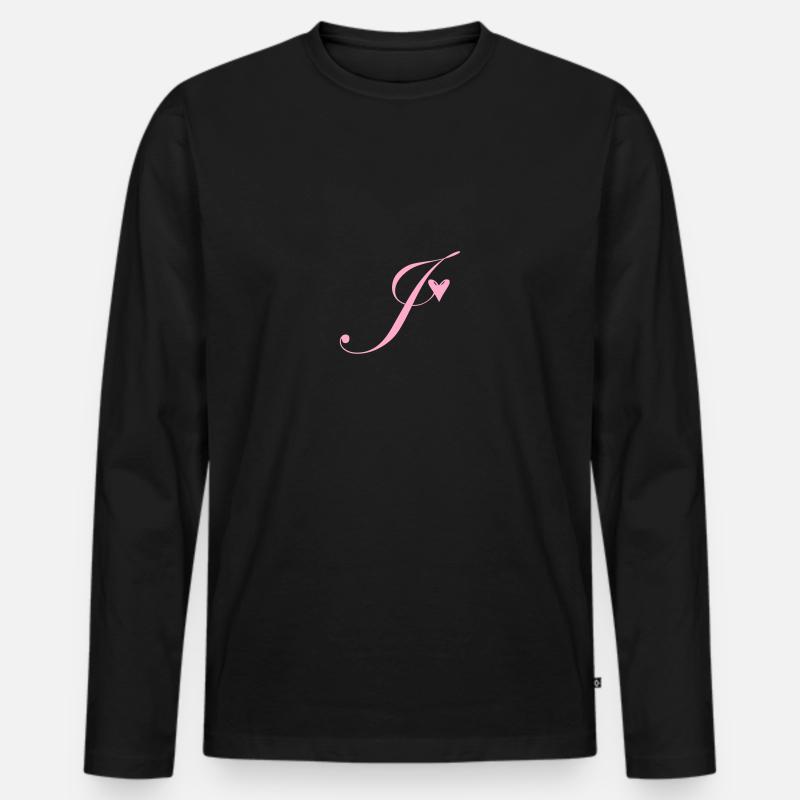 Monogramm J Herz Ranke - Männer Premium Bio Langarmshirt - Schwarz