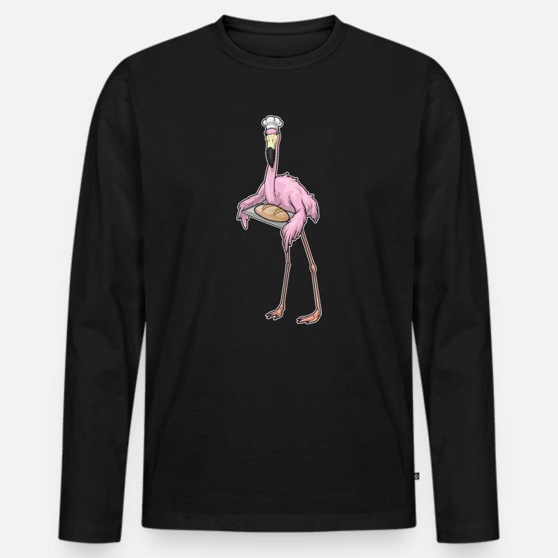 Flamingo Bäcker Brot - Männer Premium Bio Langarmshirt - Schwarz