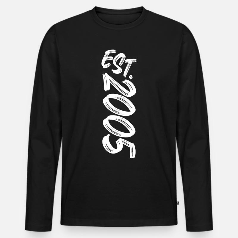Est. 2005 - Established 2005 - Geburtstag Geschenk - Männer Premium Bio Langarmshirt - Schwarz