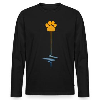 Dog Paw Print Heartbeat Love Dogs - Men's Premium Organic Long Sleeve Shirt - black - Front - Nico (187cm)