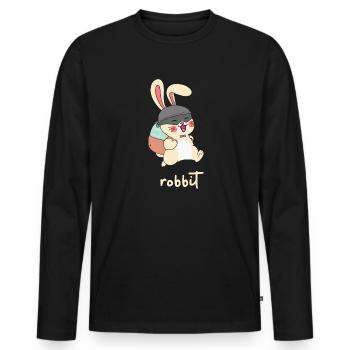 robbit rabbit funny animal puns - Men's Premium Organic Long Sleeve Shirt - black - Front - Nico (187cm)