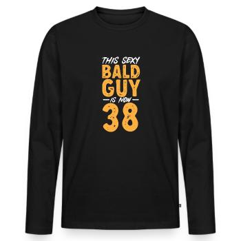 Bald Head Baldness Beard Bald Head - Men's Premium Organic Long Sleeve Shirt - black - Front - Nico (187cm)