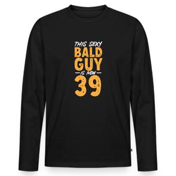 Bald Head Baldness Beard Bald Head - Men's Premium Organic Long Sleeve Shirt - black - Front - Nico (187cm)