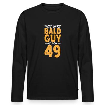 Bald Head Baldness Beard Bald Head - Men's Premium Organic Long Sleeve Shirt - black - Front - Nico (187cm)