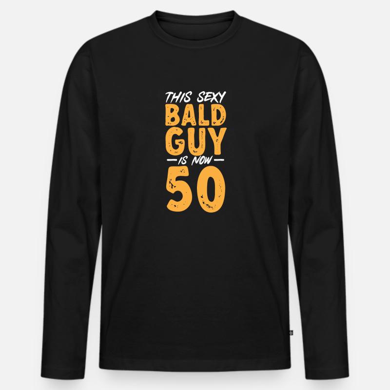 Glatze Kahlköpfigkeit Bart Glatzkopf - Männer Premium Bio Langarmshirt - Schwarz