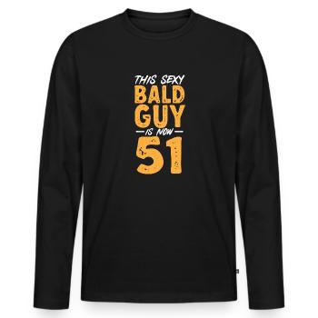 Bald Head Baldness Beard Bald Head - Men's Premium Organic Long Sleeve Shirt - black - Front - Nico (187cm)