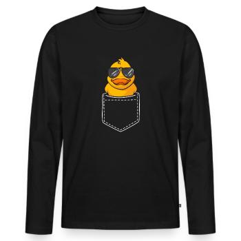 Quietscheentchen Quietscheente Gummiente - Männer Premium Bio Langarmshirt - Schwarz - Vorne - Nico (187cm)