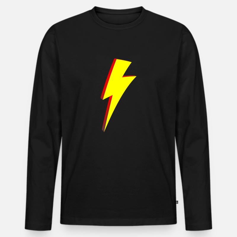 Lightning Bolt Cartoon Stil - Männer Premium Bio Langarmshirt - Schwarz