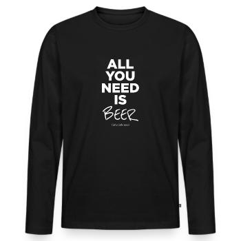 Tout ce dont vous avez besoin, c’est de bière - T-shirt manches longues Premium bio Homme - noir - Devant - Nico (187cm)