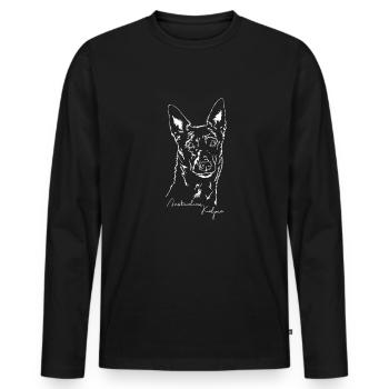 AUSTRALIAN KELPIE Hütehund Hundeportrait Wilsigns - Männer Premium Bio Langarmshirt - Schwarz - Vorne - Nico (187cm)
