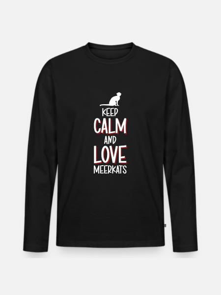 Erdmännchen Tier Lustig - Männer Premium Bio Langarmshirt - Schwarz