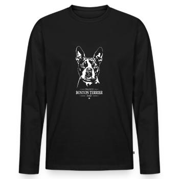 Boston Terrier Dad Hunde Hund Wilsigns - Männer Premium Bio Langarmshirt - Schwarz - Vorne - Nico (187cm)