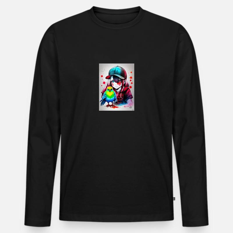 Farbe Papageienmädchen - Männer Premium Bio Langarmshirt - Schwarz