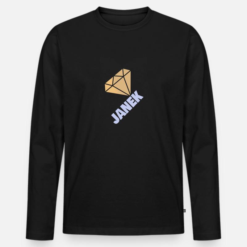 Edel Janek - Männer Premium Bio Langarmshirt - Schwarz