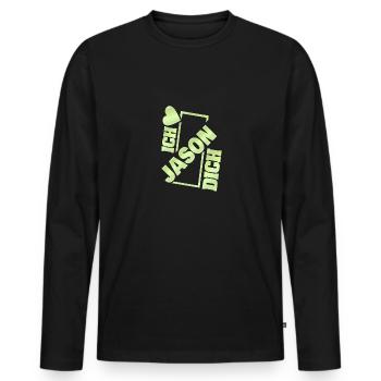 Gift for Jason - Men's Premium Organic Long Sleeve Shirt - black - Front - Nico (187cm)