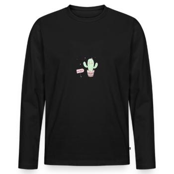 hug flower - T-shirt manches longues Premium bio Homme - noir - Devant - Nico (187cm)