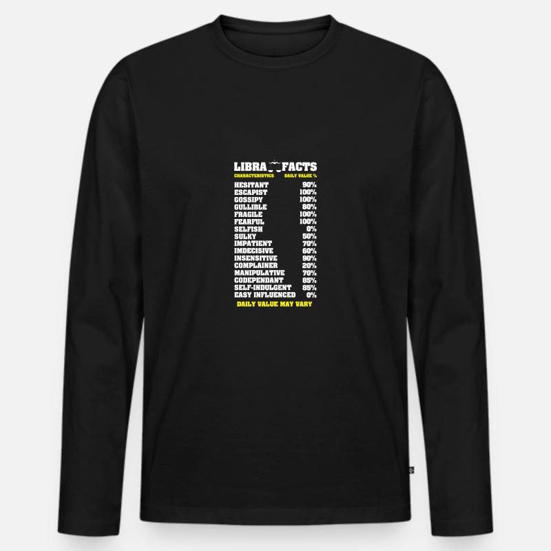 Sternzeichen Waage - Männer Premium Bio Langarmshirt - Schwarz