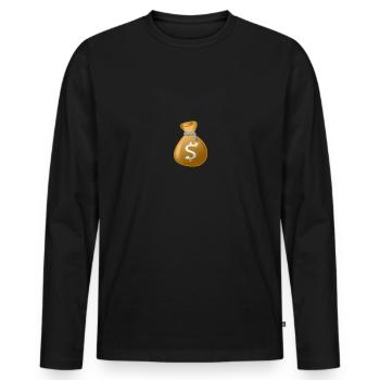 moneybags - Men's Premium Organic Long Sleeve Shirt - black - Front - Nico (187cm)
