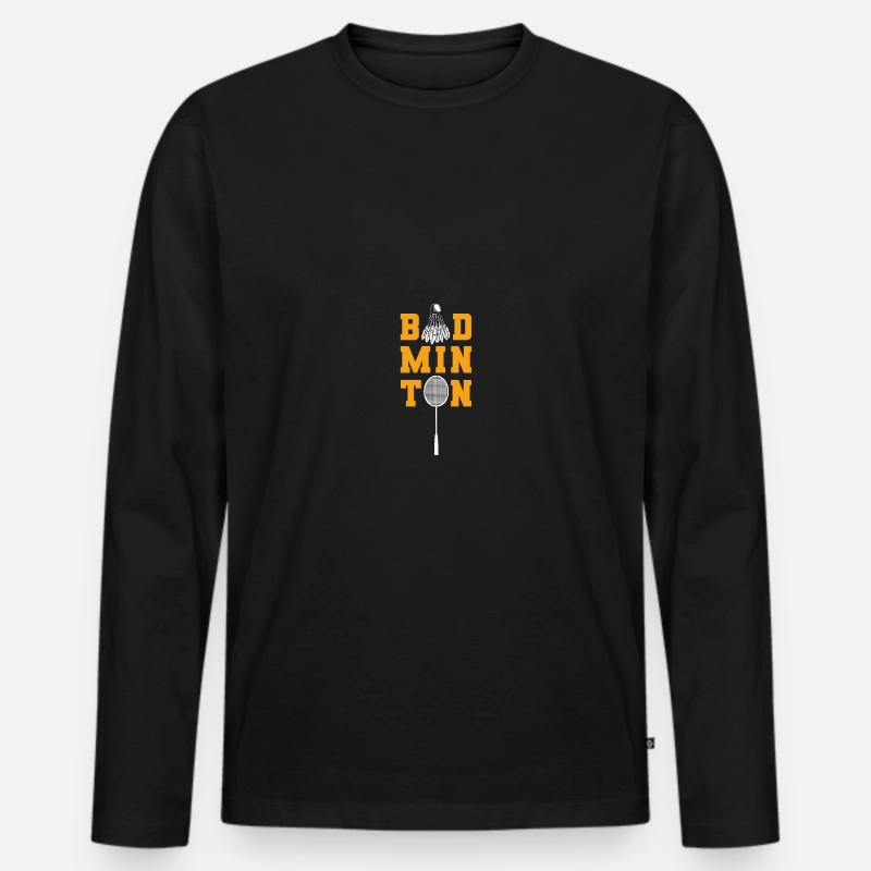 Badminton Training Player Cloths - Männer Premium Bio Langarmshirt - Schwarz