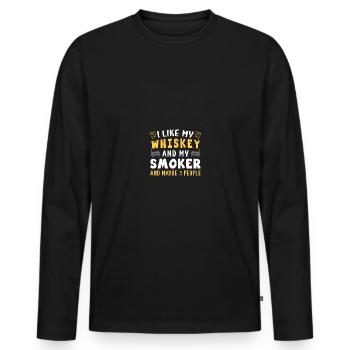 I Like Whiskey And My Smoker And Maybe 3 People - Männer Premium Bio Langarmshirt - Schwarz - Vorne - Nico (187cm)