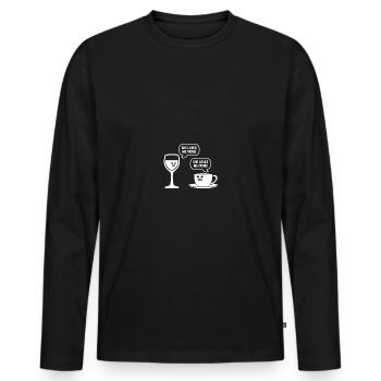 Wine and Coffee Love - Männer Premium Bio Langarmshirt - Schwarz - Vorne - Nico (187cm)