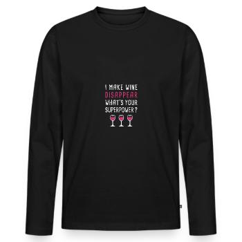 I Make Wine Disappear - Wine Drinking Lover - Männer Premium Bio Langarmshirt - Schwarz - Vorne - Nico (187cm)