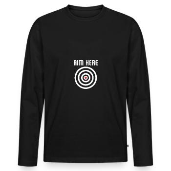 Bullseye Target Aim Here Darts Players Shooting - Männer Premium Bio Langarmshirt - Schwarz - Vorne - Nico (187cm)