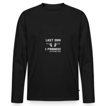 Last Gun I Promise - Männer Premium Bio Langarmshirt - Schwarz - Vorne - Nico (187cm)