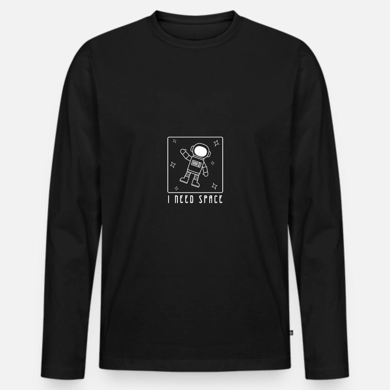 I Need Space - Männer Premium Bio Langarmshirt - Schwarz