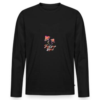 Feed your Head - Space Shroom - Männer Premium Bio Langarmshirt - Schwarz - Vorne - Nico (187cm)