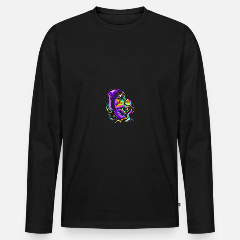 Astronaut Space Funny Spaceman Moon - Männer Premium Bio Langarmshirt - Schwarz