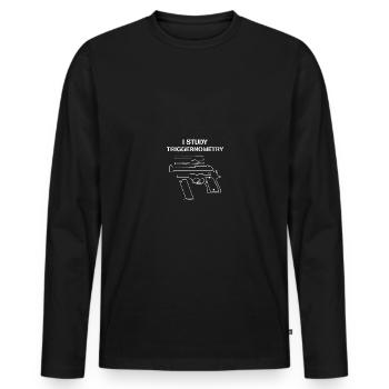I Study Triggernometry - Gun Owner Lover - Männer Premium Bio Langarmshirt - Schwarz - Vorne - Nico (187cm)