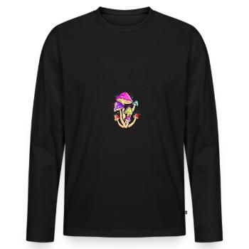 Trippy Space Shroom Mushroom - Männer Premium Bio Langarmshirt - Schwarz - Vorne - Nico (187cm)