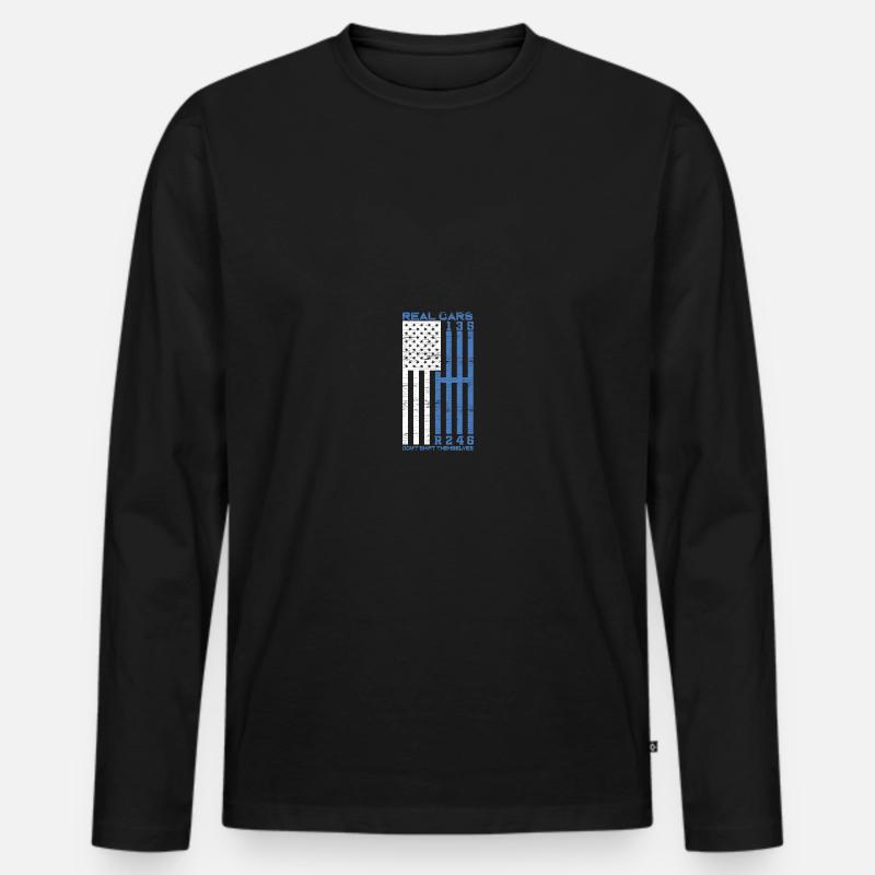 Real Cars Don't Shift Themselves - Männer Premium Bio Langarmshirt - Schwarz