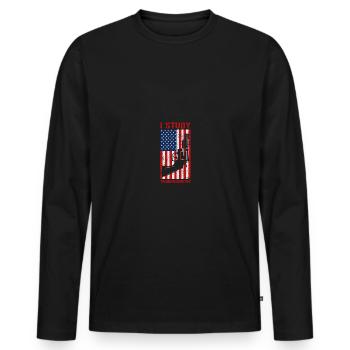 I Study Triggernometry USA Flag Gun Revolver - Männer Premium Bio Langarmshirt - Schwarz - Vorne - Nico (187cm)